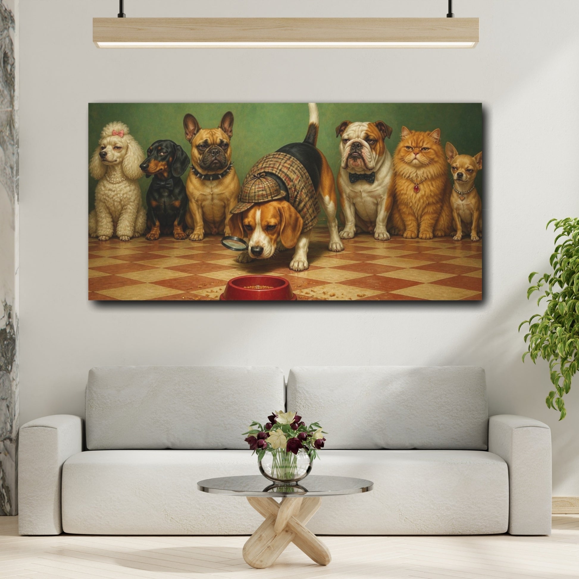 Mockup 2. Funny Beagle Detective shown as canvas print
