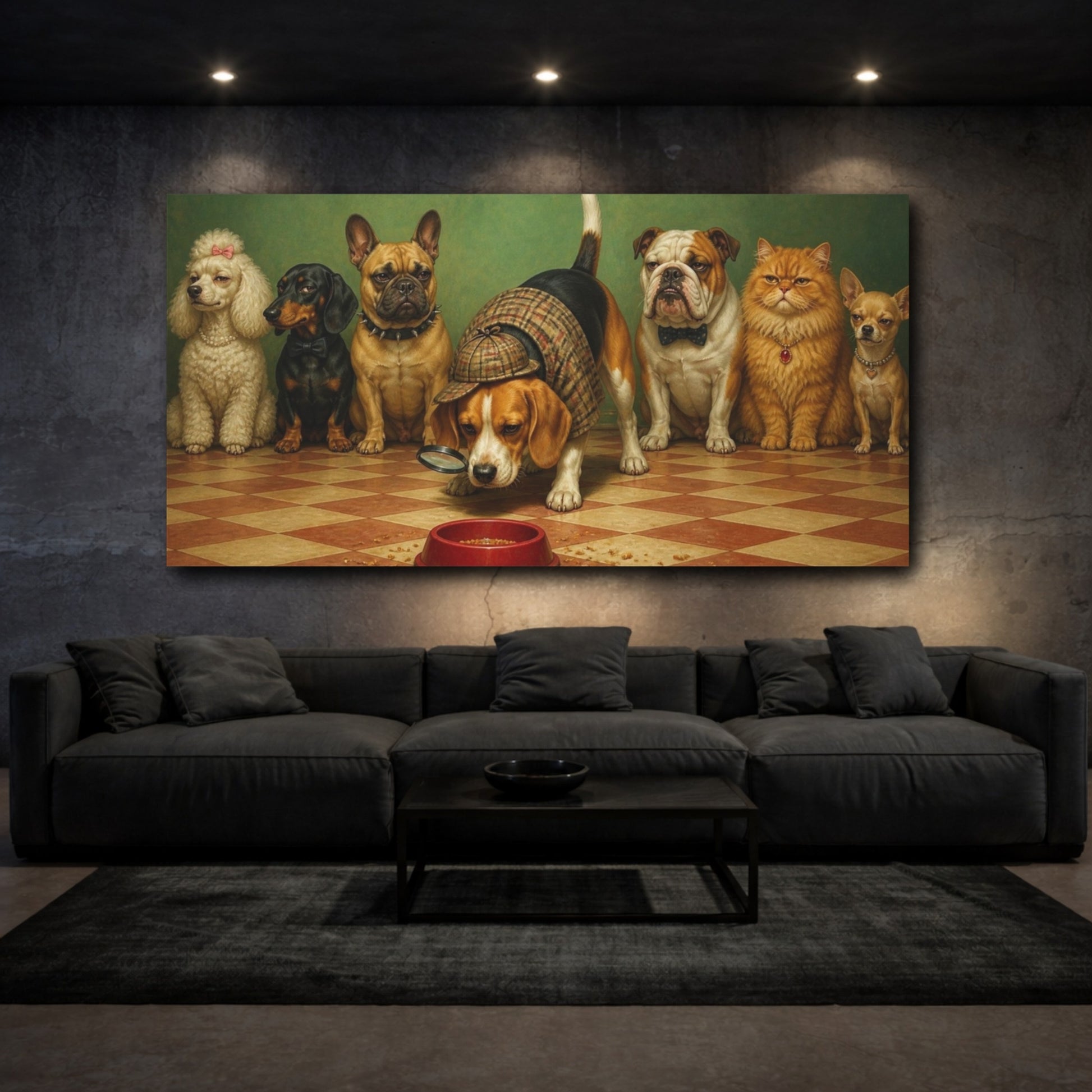 Mockup 3. Funny Beagle Detective shown as canvas print