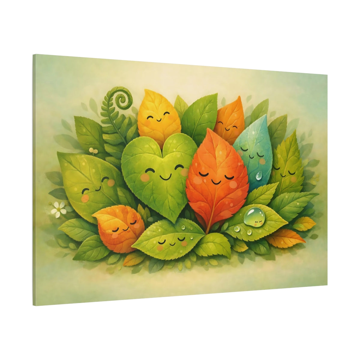 Funny Botanical Leaves shown as stretched canvas wall art