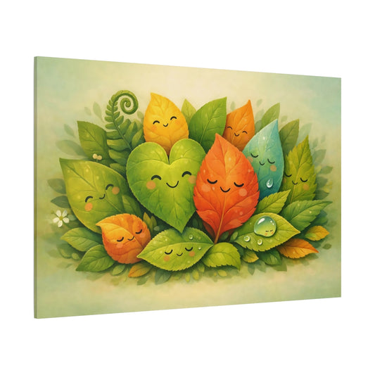Funny Botanical Leaves shown as stretched canvas wall art