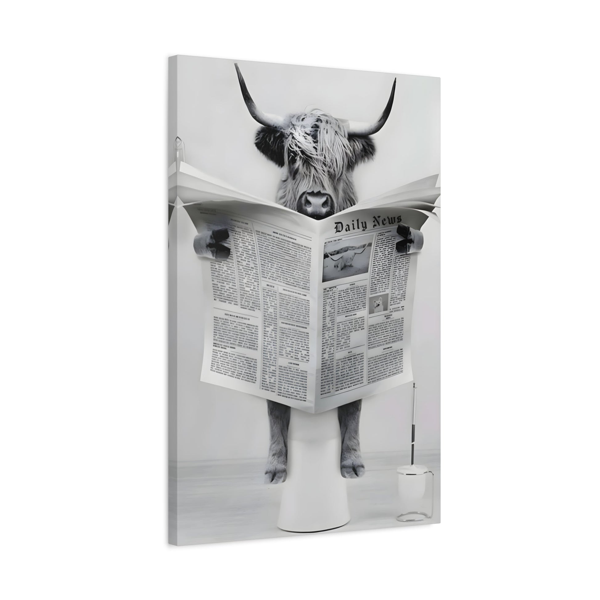 Funny Bull Bathroom Toilet Decor Canvas Wall Art Print - YesArtYes
