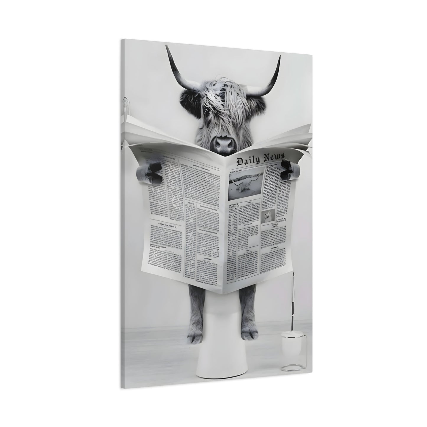 Funny Bull Bathroom Toilet Decor Canvas Wall Art Print - YesArtYes