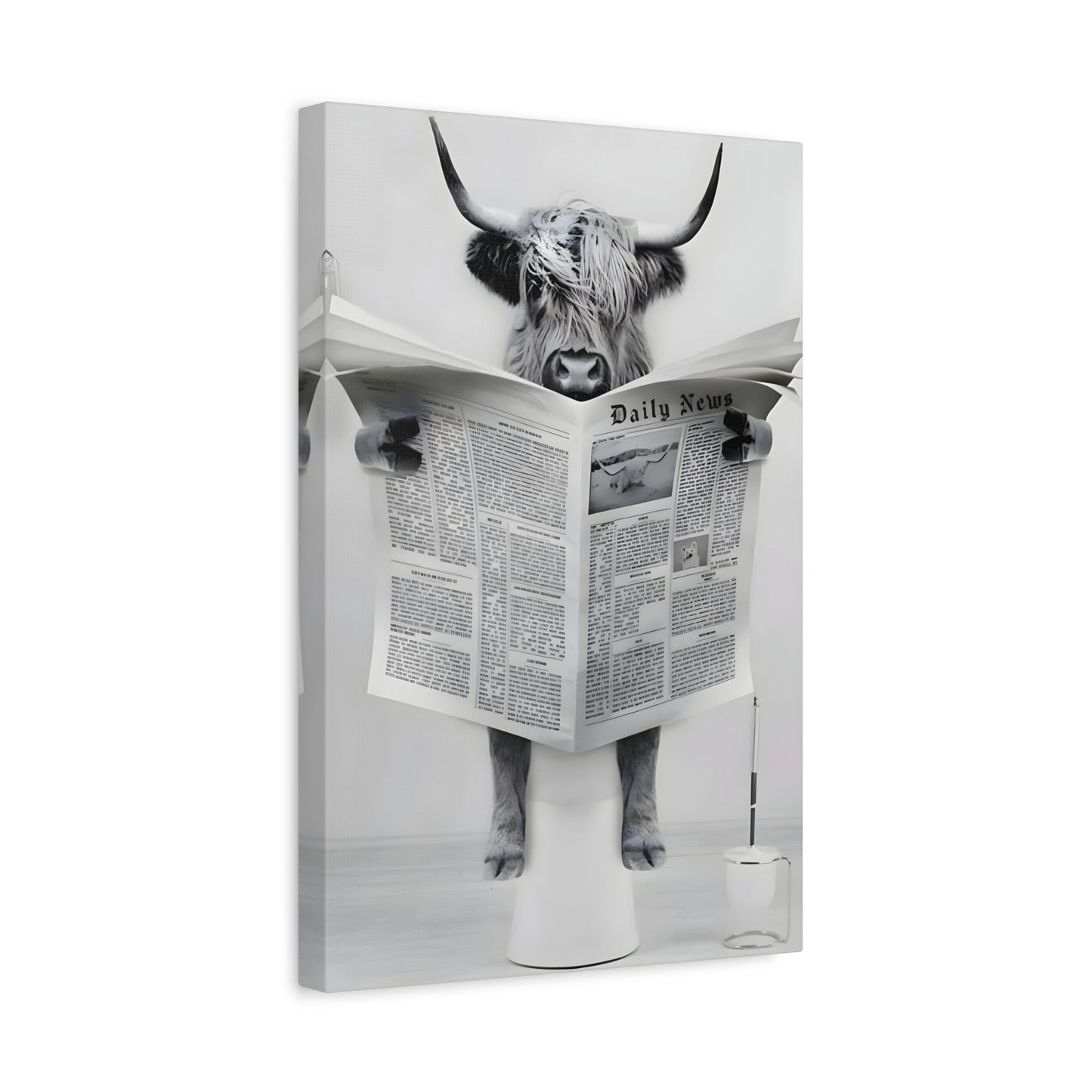 Funny Bull Bathroom Toilet Decor Canvas Wall Art Print - YesArtYes