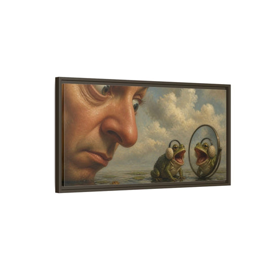 Funny Bullfrog In Earmuffs Framed Canvas Print Wall Art – Living Room Decor, Above Couch - YesArtYes