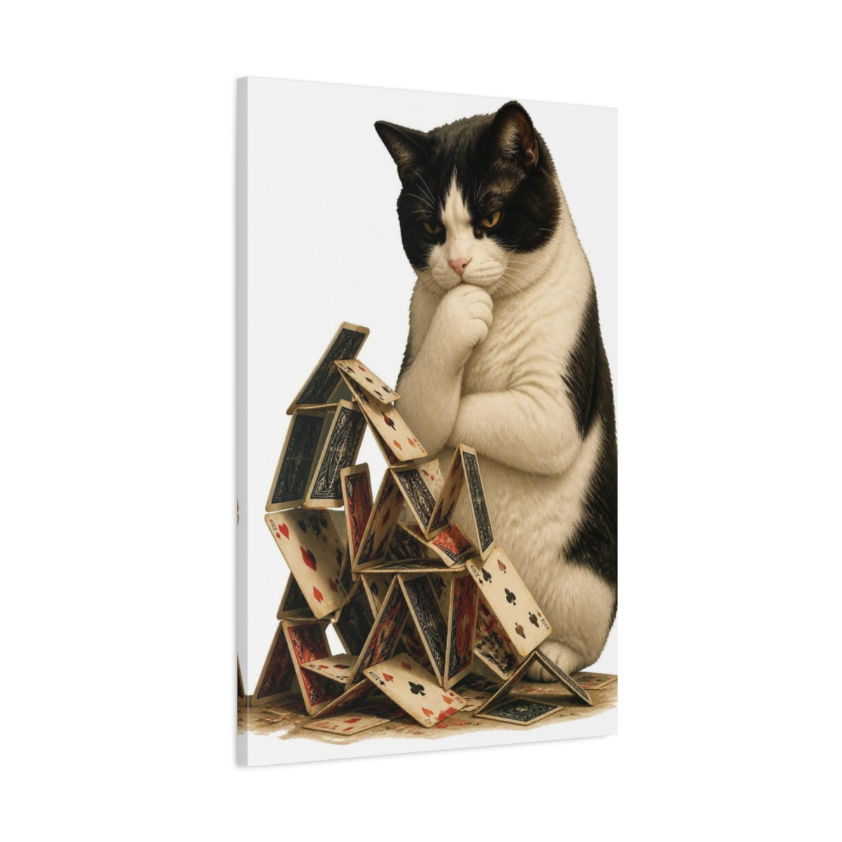 Main Mockup. Funny Cat House Of Cards shown as canvas print