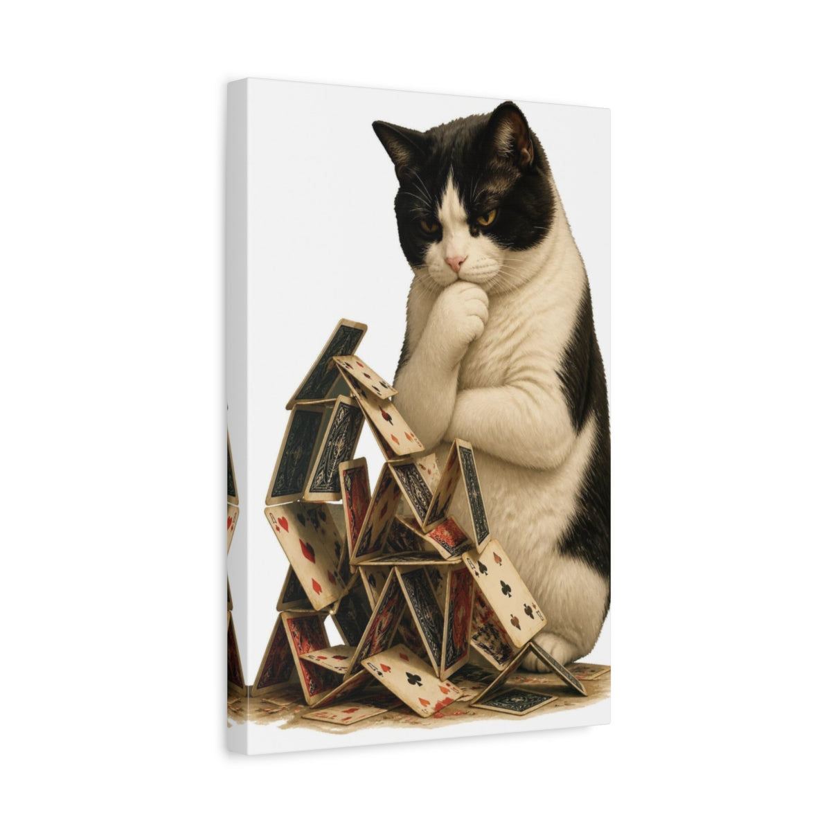 Side Mockup 4. Funny Cat House Of Cards shown as canvas print