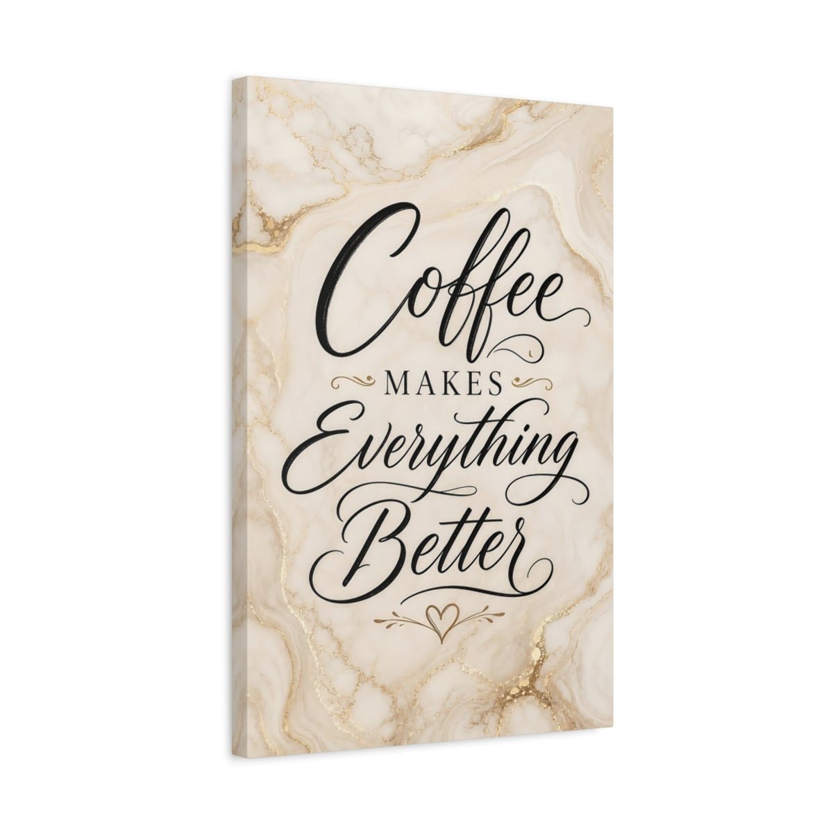 Funny Coffee Quote Cream Gold Canvas Print – Kitchen, Above Counter - YesArtYes