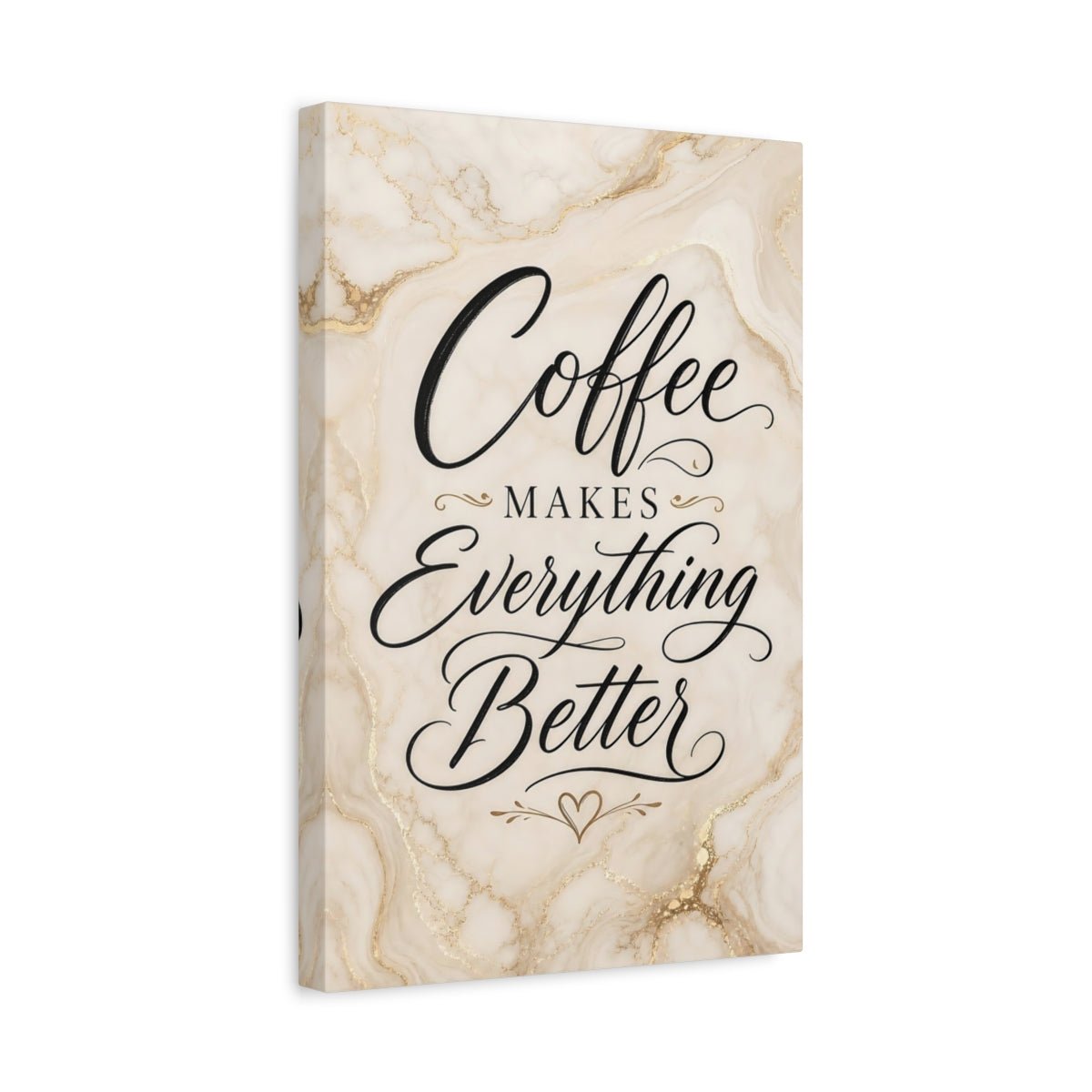 Funny Coffee Quote Cream Gold Canvas Print – Kitchen, Above Counter - YesArtYes