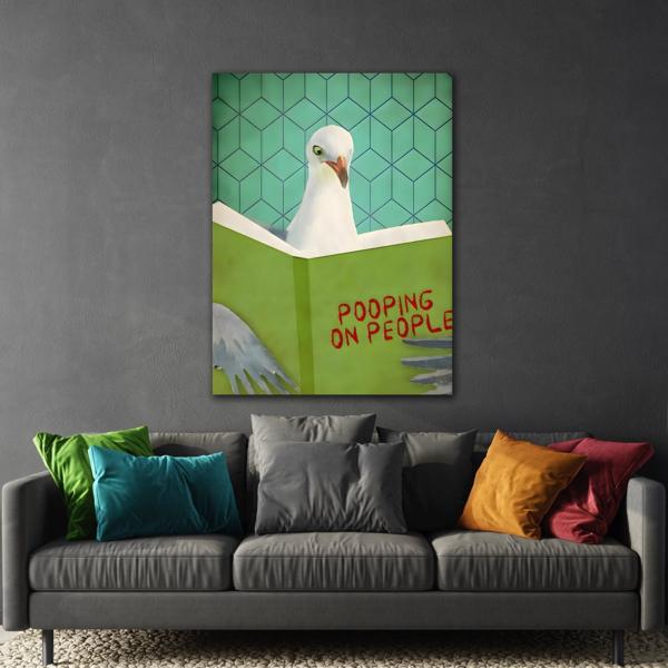 Funny Comical Humorous Canvas Print - Animal Pooping on People Wall Art - YesArtYes