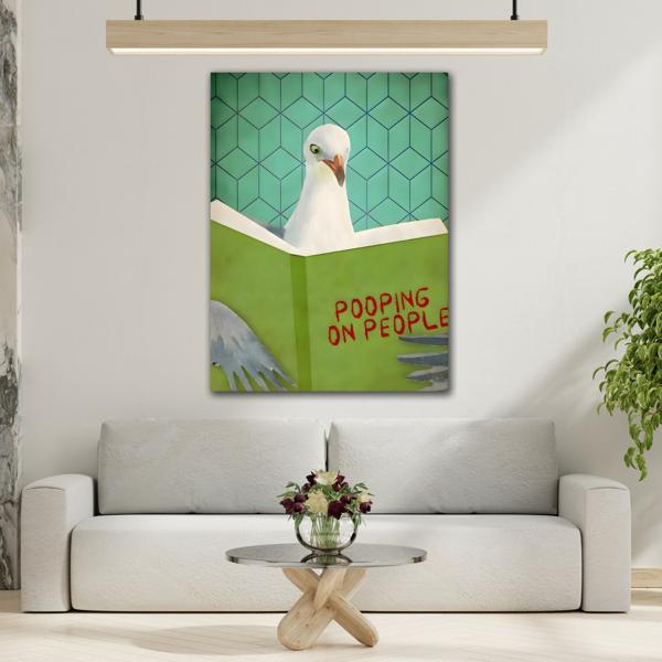 Funny Comical Humorous Canvas Print - Animal Pooping on People Wall Art - YesArtYes