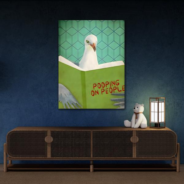 Funny Comical Humorous Canvas Print - Animal Pooping on People Wall Art - YesArtYes