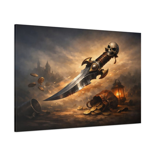 Funny Dagger Skull Vintage - Canvas Wall Art Print - YesArtYes
