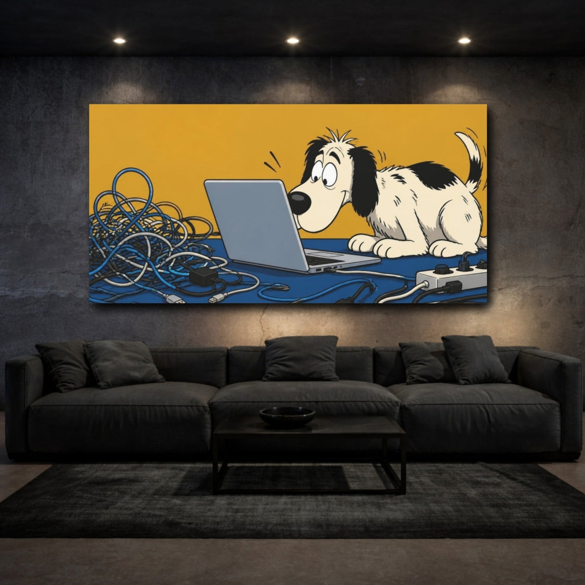 Funny Dog With Laptop Canvas Print – Home Office, Statement Wall - YesArtYes