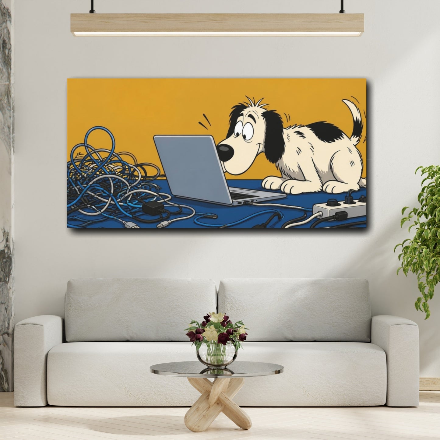 Mockup 2. Funny Dog With Laptop shown as canvas print