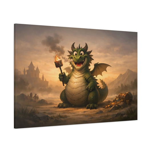 Funny Dragon Cute Fairytale - Canvas Wall Art Print - YesArtYes
