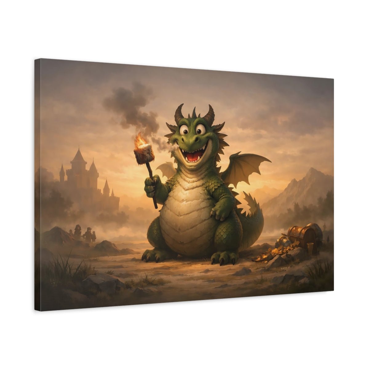 Funny Dragon Cute Fairytale - Canvas Wall Art Print - YesArtYes
