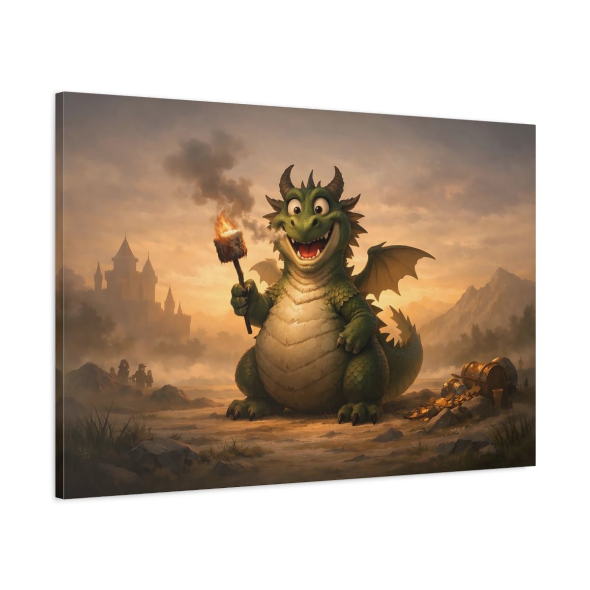 Funny Dragon Cute Fairytale - Canvas Wall Art Print - YesArtYes