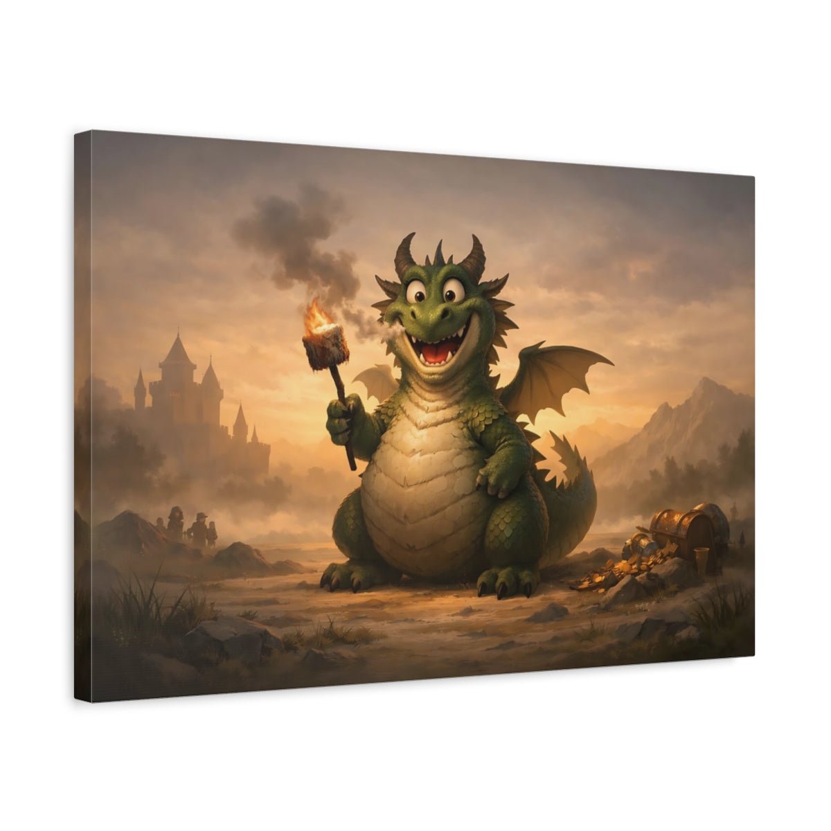 Funny Dragon Cute Fairytale - Canvas Wall Art Print - YesArtYes