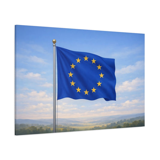 Funny European Union Flag shown as stretched canvas wall art