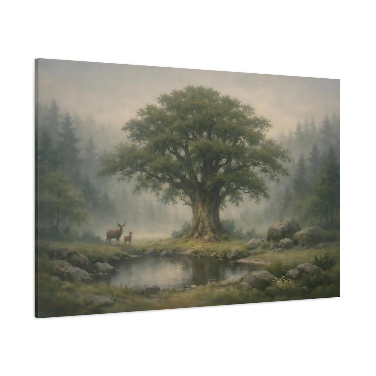 Funny Foggy Forest shown as stretched canvas wall art