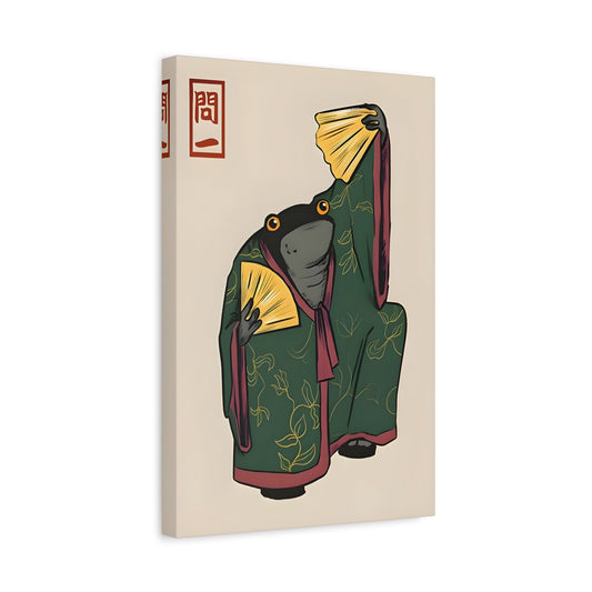 Funny Frog Wall Art Japanese Hoji Canvas Animal Decor Print - YesArtYes