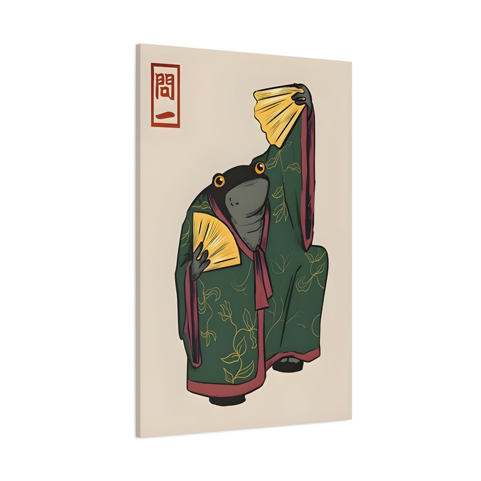 Funny Frog Wall Art Japanese Hoji Canvas Animal Decor Print - YesArtYes