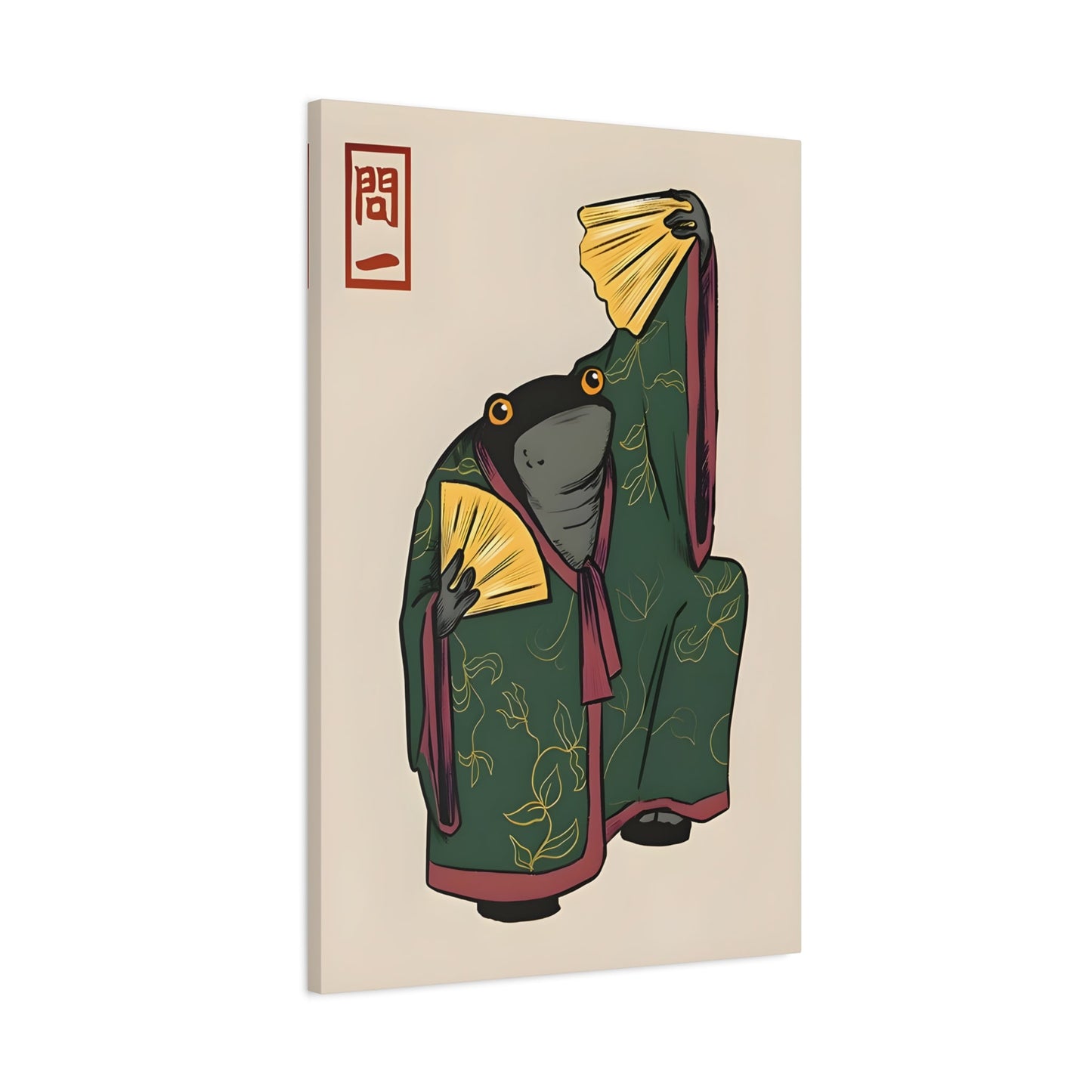 Funny Frog Wall Art Japanese Hoji Canvas Animal Decor Print - YesArtYes