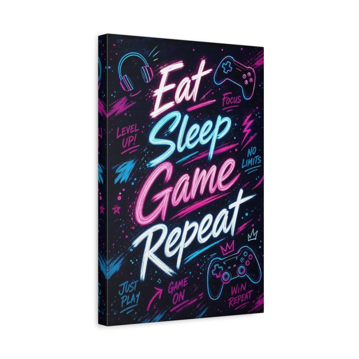 Funny Gaming Slogan Neon Art Canvas Print – Game Room, Feature Wall - YesArtYes