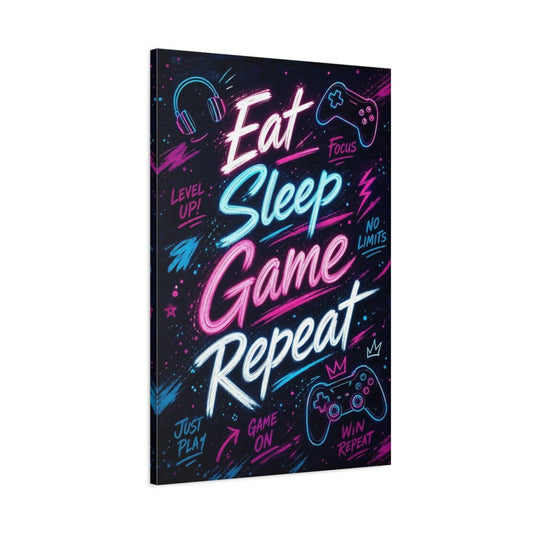 Funny Gaming Slogan Neon Art Canvas Print – Game Room, Feature Wall - YesArtYes