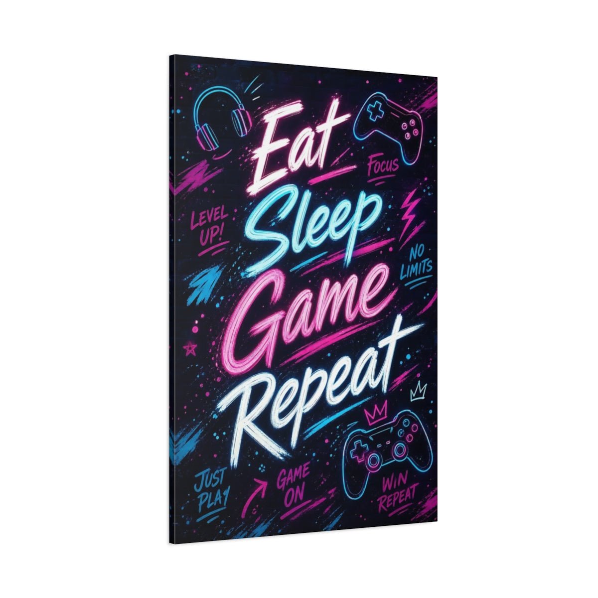 Funny Gaming Slogan Neon Art Canvas Print – Game Room, Feature Wall - YesArtYes
