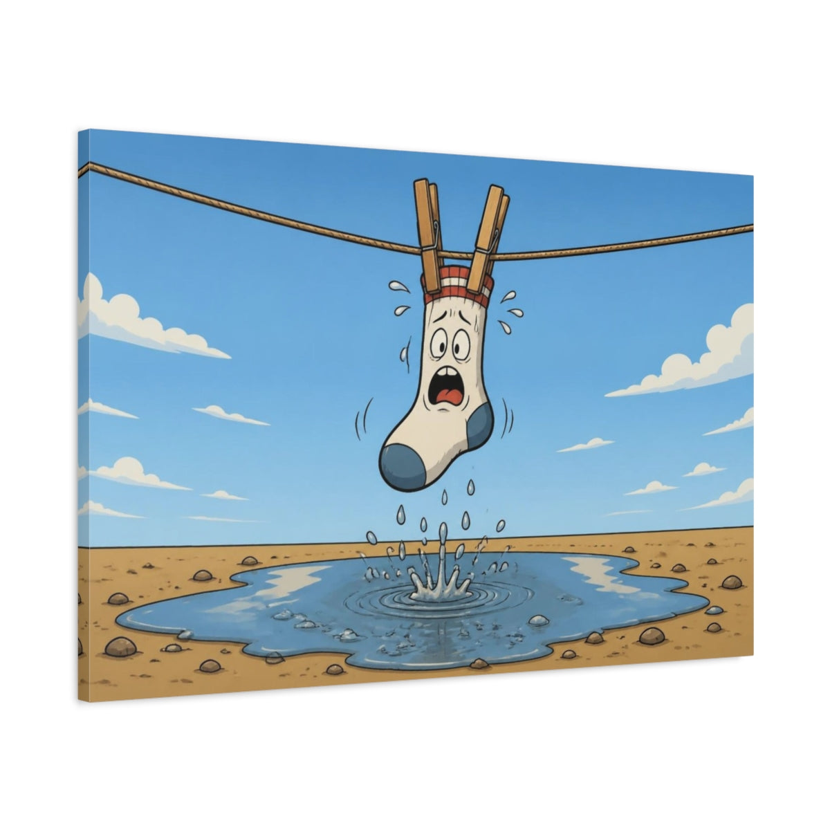 Main Mockup. Funny Hanging Sock shown as canvas print