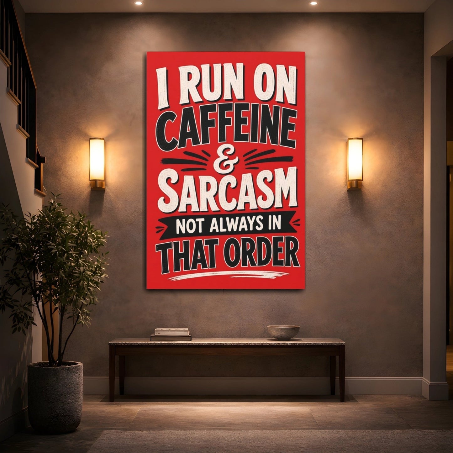 Funny Humorous Quote Red And Black Canvas Print – Kitchen, Dining Area Wall - YesArtYes