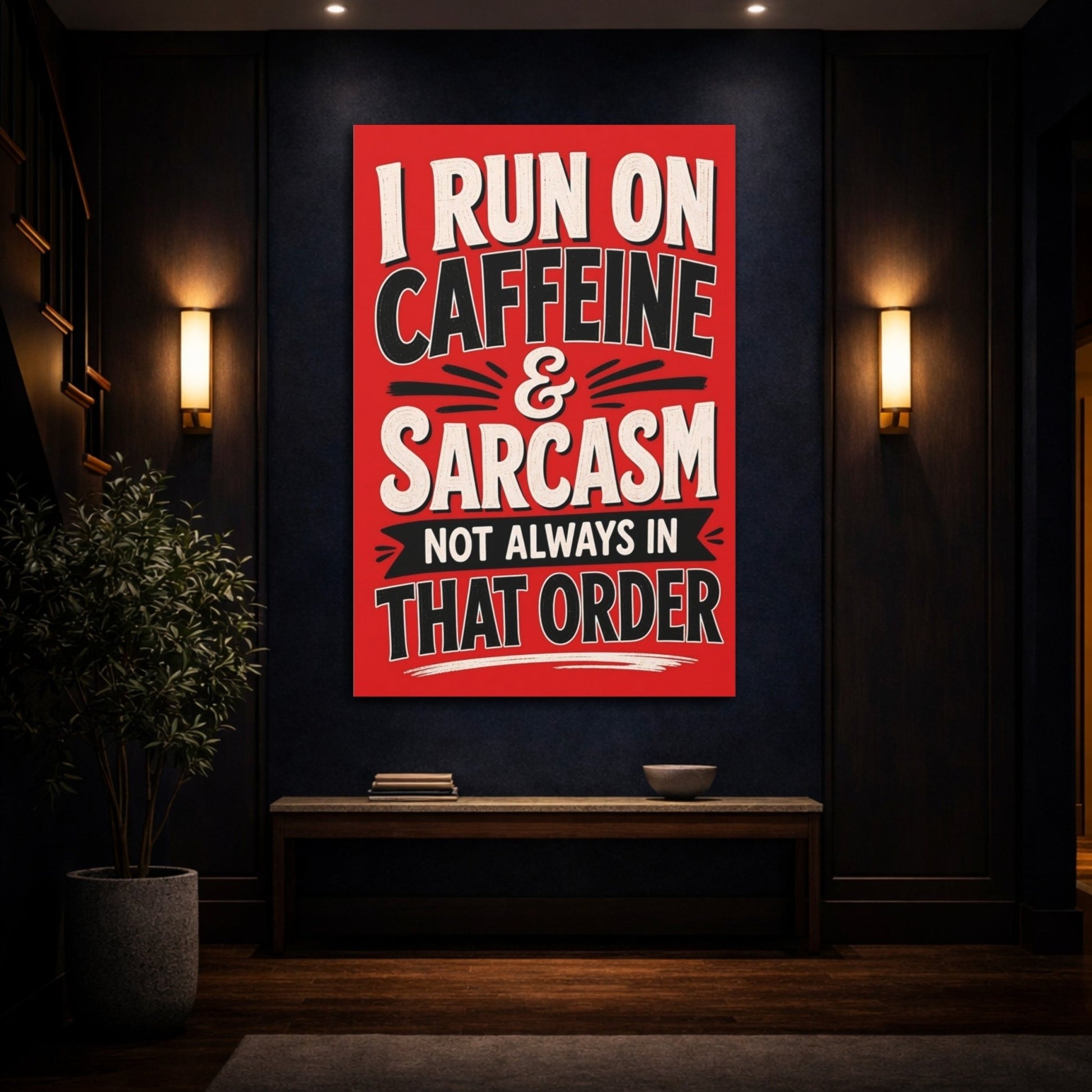 Funny Humorous Quote Red And Black Canvas Print – Kitchen, Dining Area Wall - YesArtYes