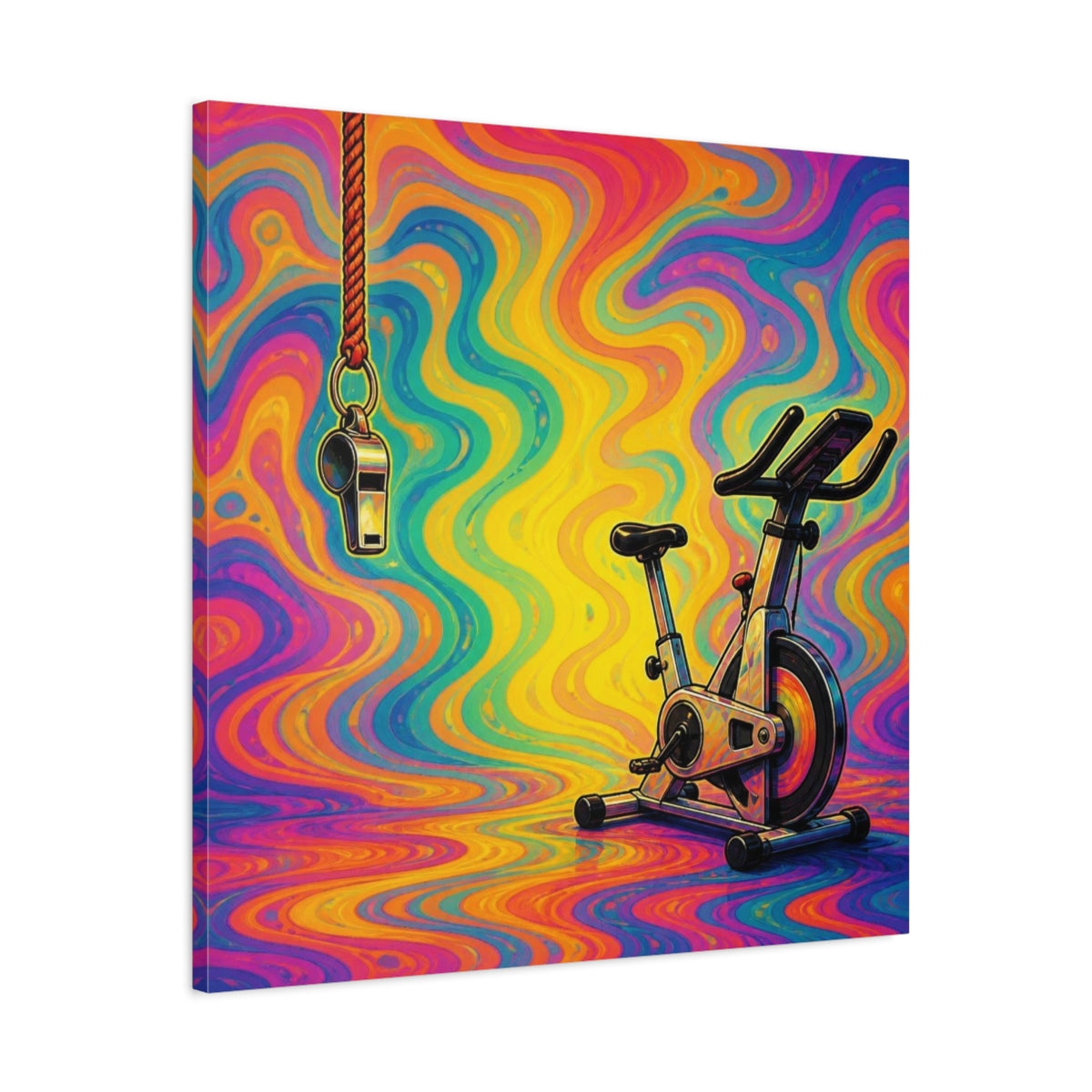 Side Mockup 3. Funny Ignored Exercise Bike shown as canvas print