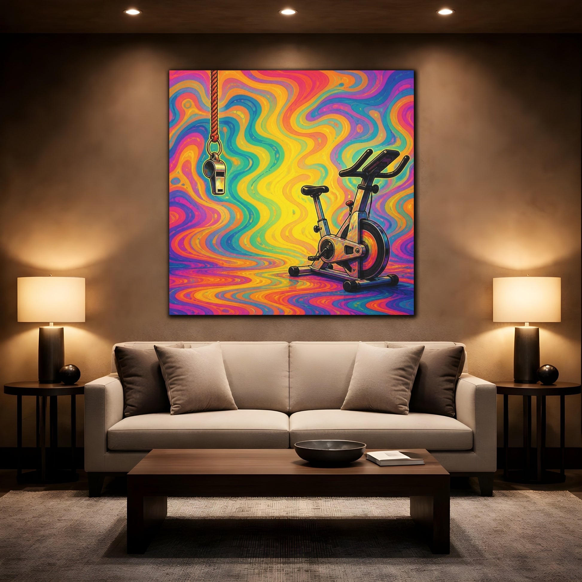 Mockup 2. Funny Ignored Exercise Bike shown as canvas print