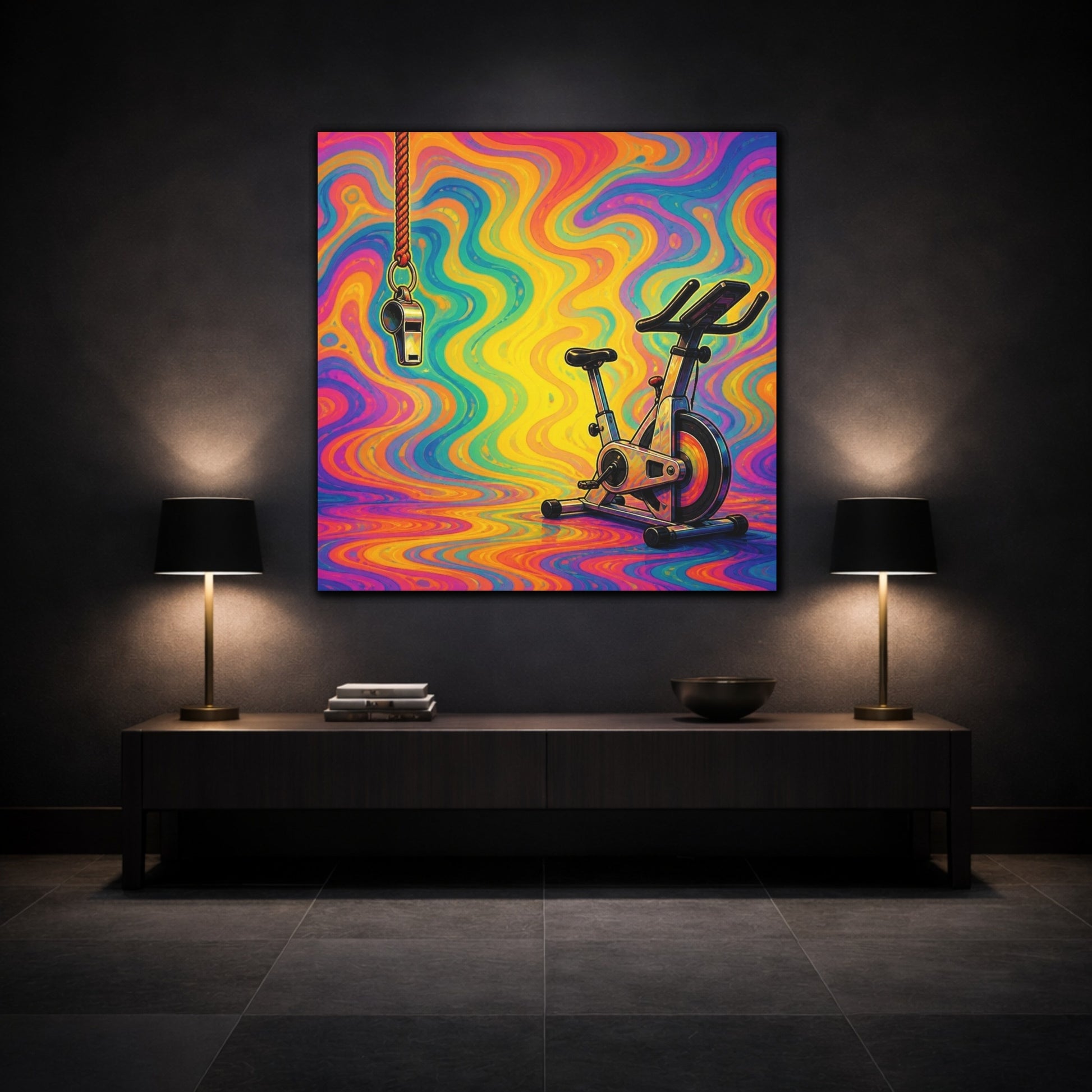 Mockup 3. Funny Ignored Exercise Bike shown as canvas print