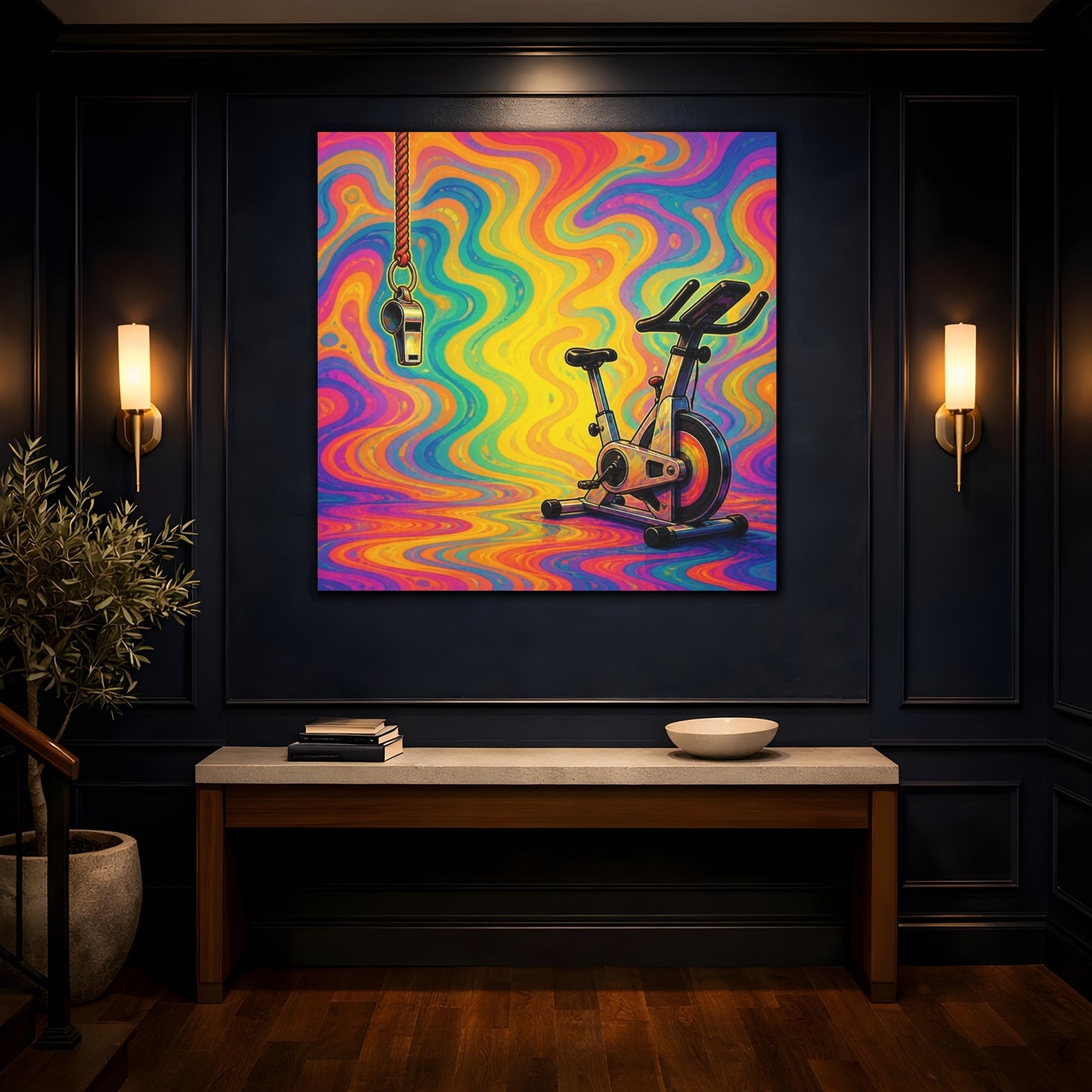Mockup 4. Funny Ignored Exercise Bike shown as canvas print