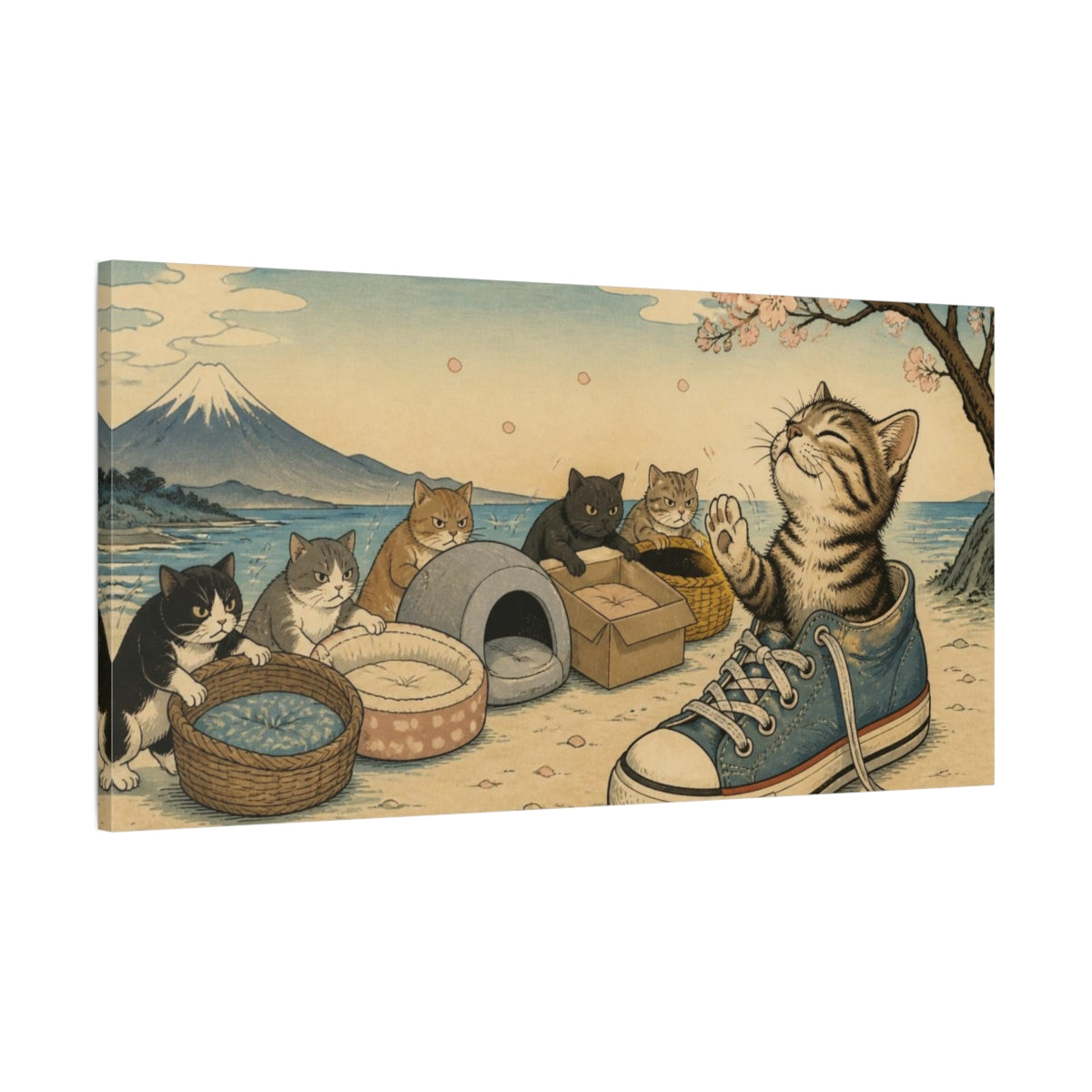 Main Mockup. Funny Kitten In Sneaker shown as canvas print