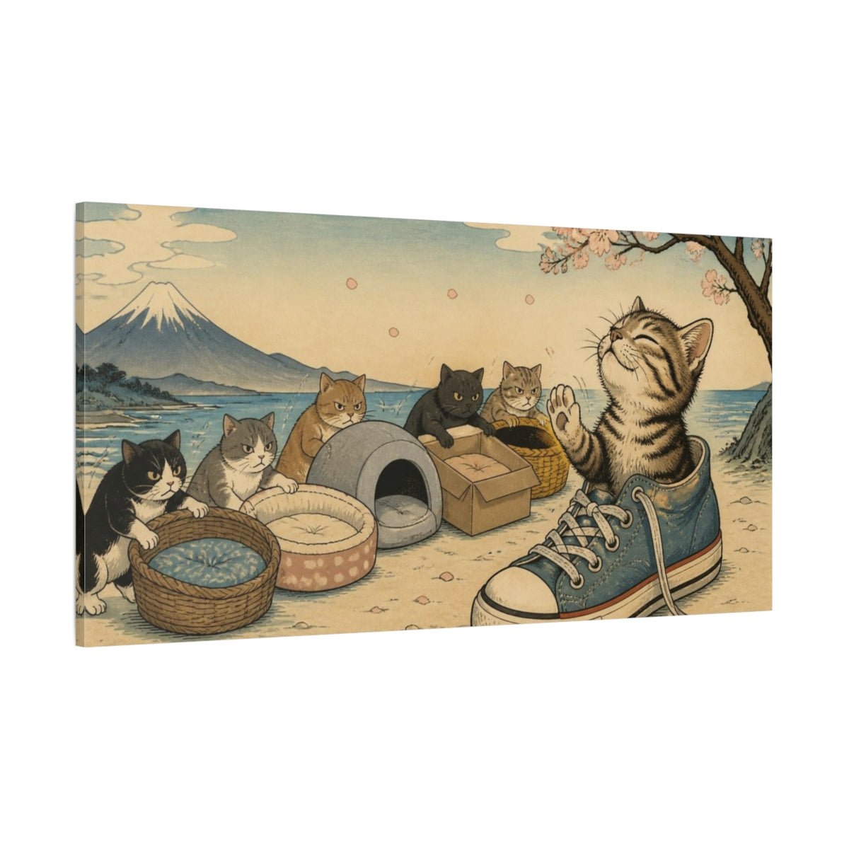 Funny Kitten In Sneaker Canvas Print Wall Art – Living Room Decor, Above Fireplace - YesArtYes