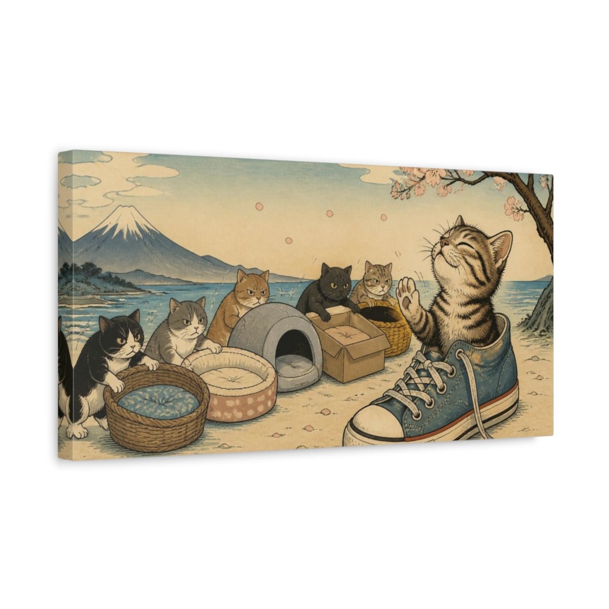 Funny Kitten In Sneaker Canvas Print Wall Art – Living Room Decor, Above Fireplace - YesArtYes