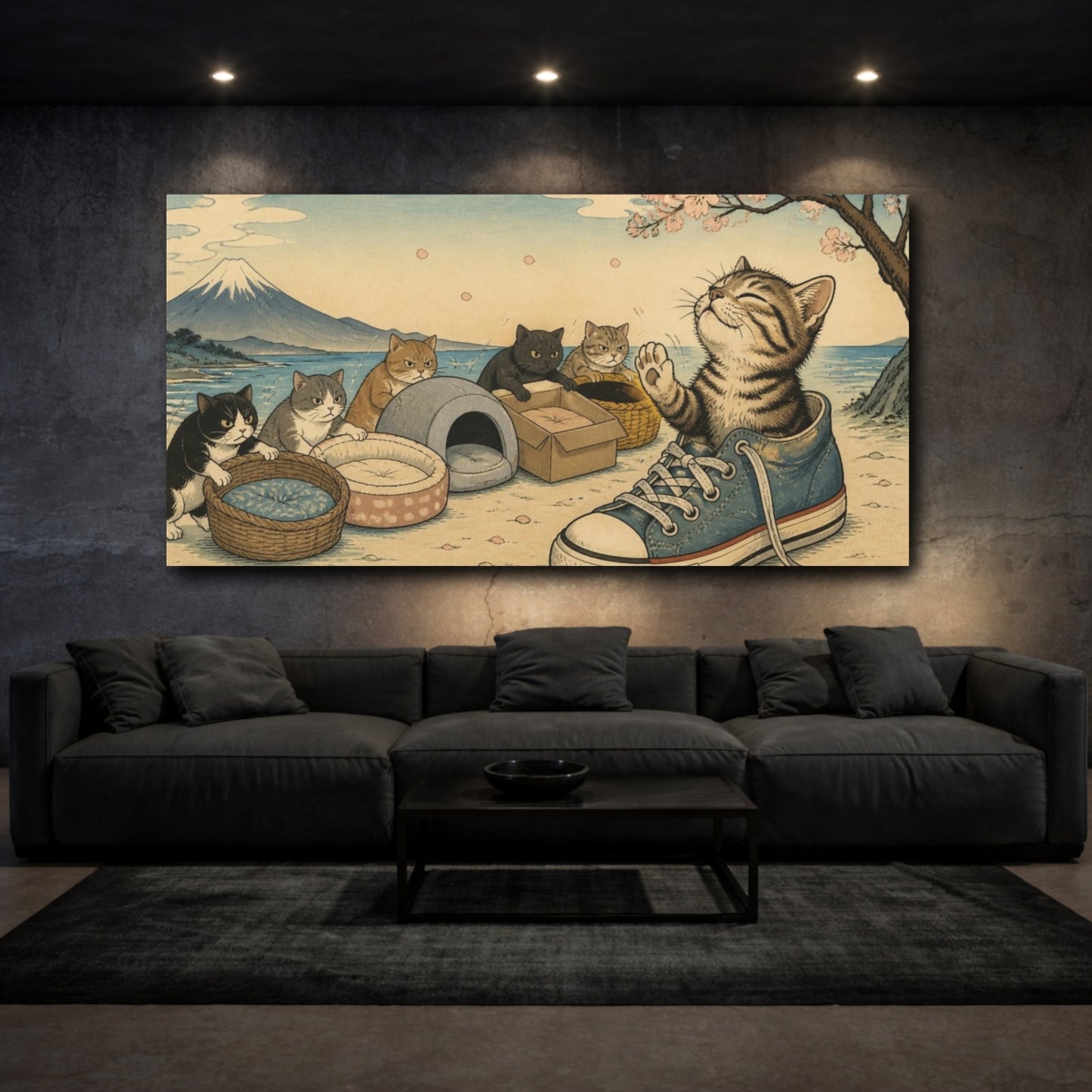 Mockup 3. Funny Kitten In Sneaker shown as canvas print