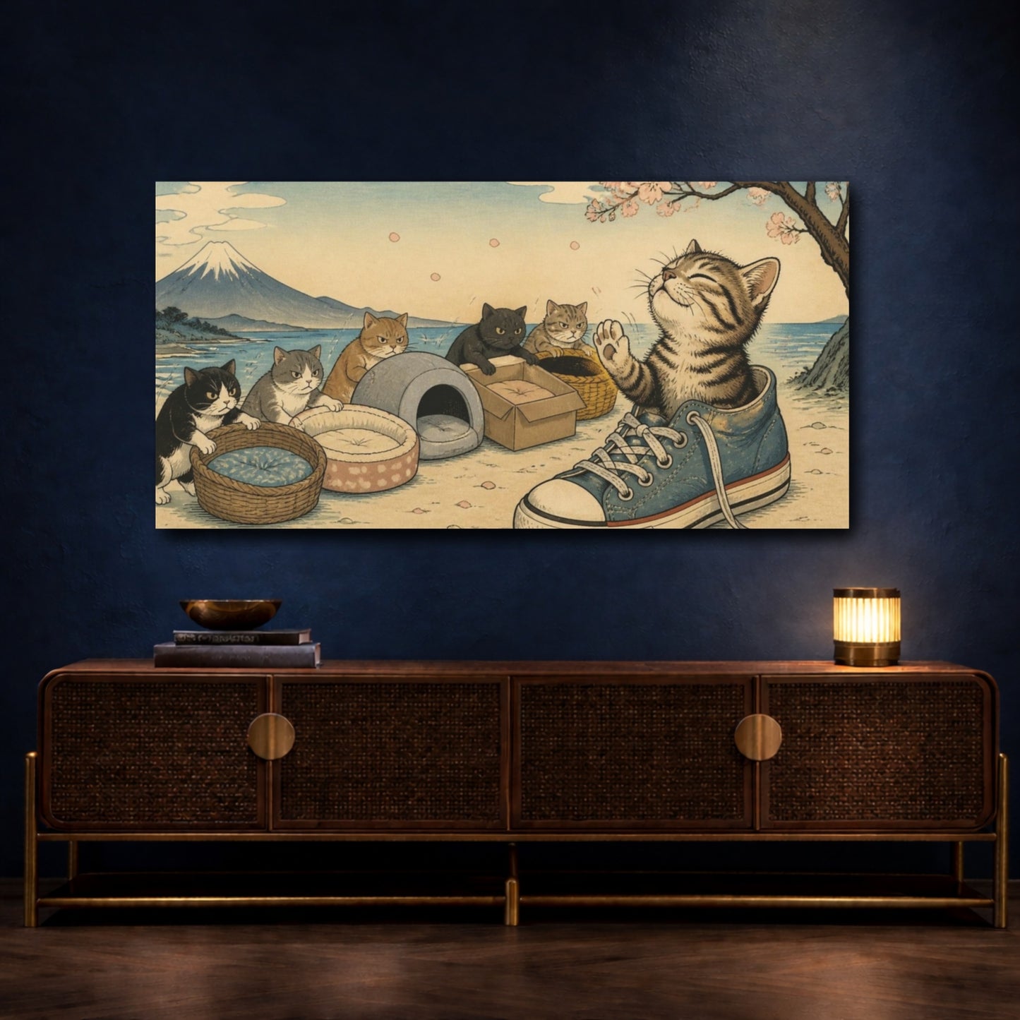 Mockup 4. Funny Kitten In Sneaker shown as canvas print