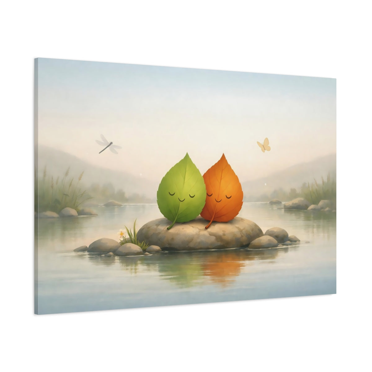 Funny Leaves Peaceful shown as stretched canvas wall art