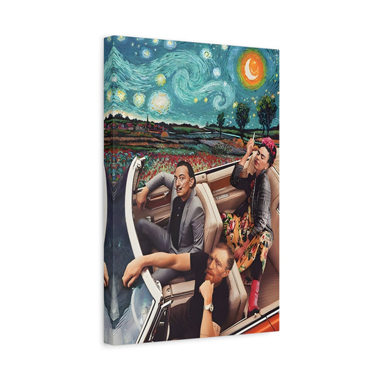Funny Modern Starry Night Kahlo Van Gogh Dali Car Canvas Wall Art Print - YesArtYes
