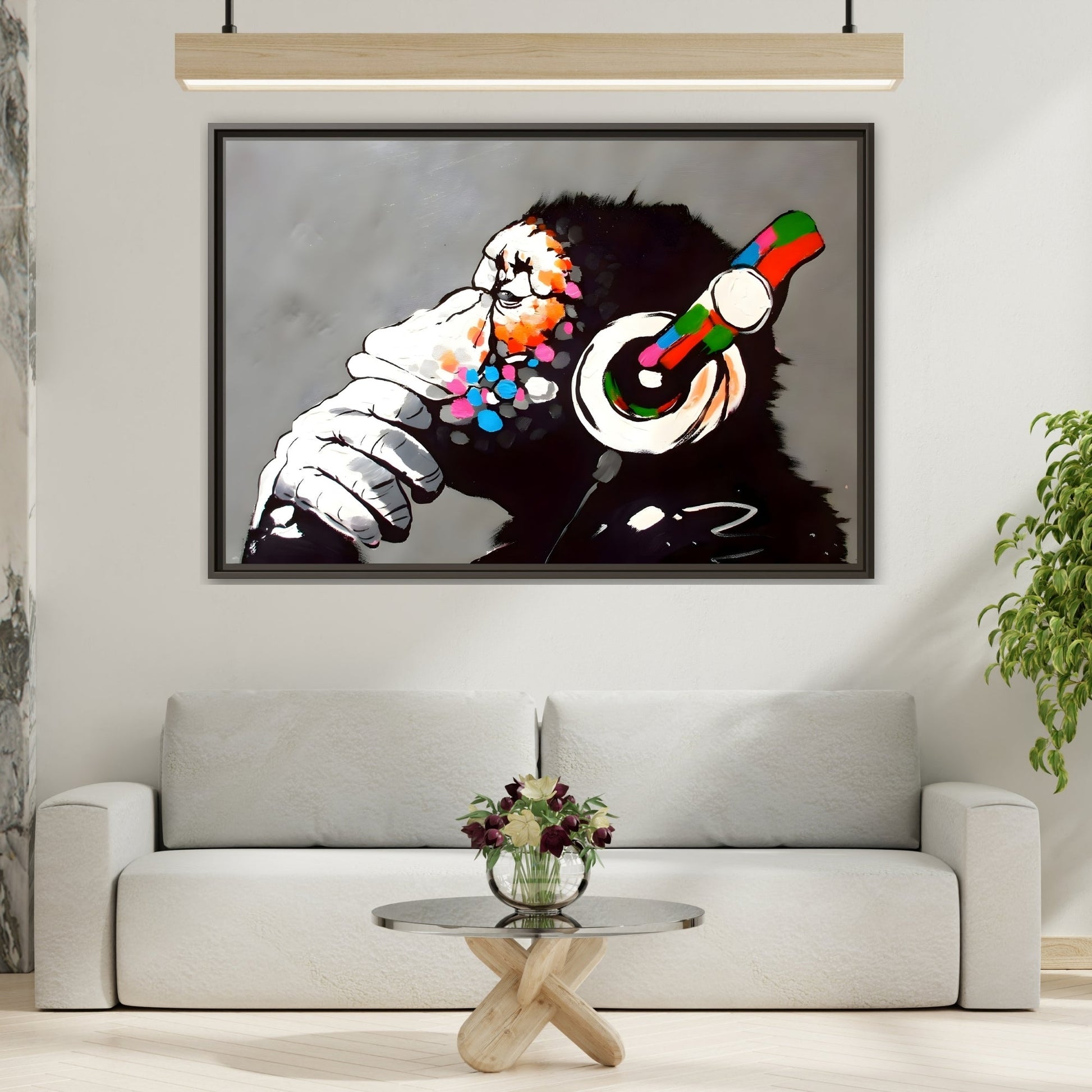 Funny Monkey Canvas Wall Art - Music Banksy DJ Gorilla Chimp Prints - YesArtYes