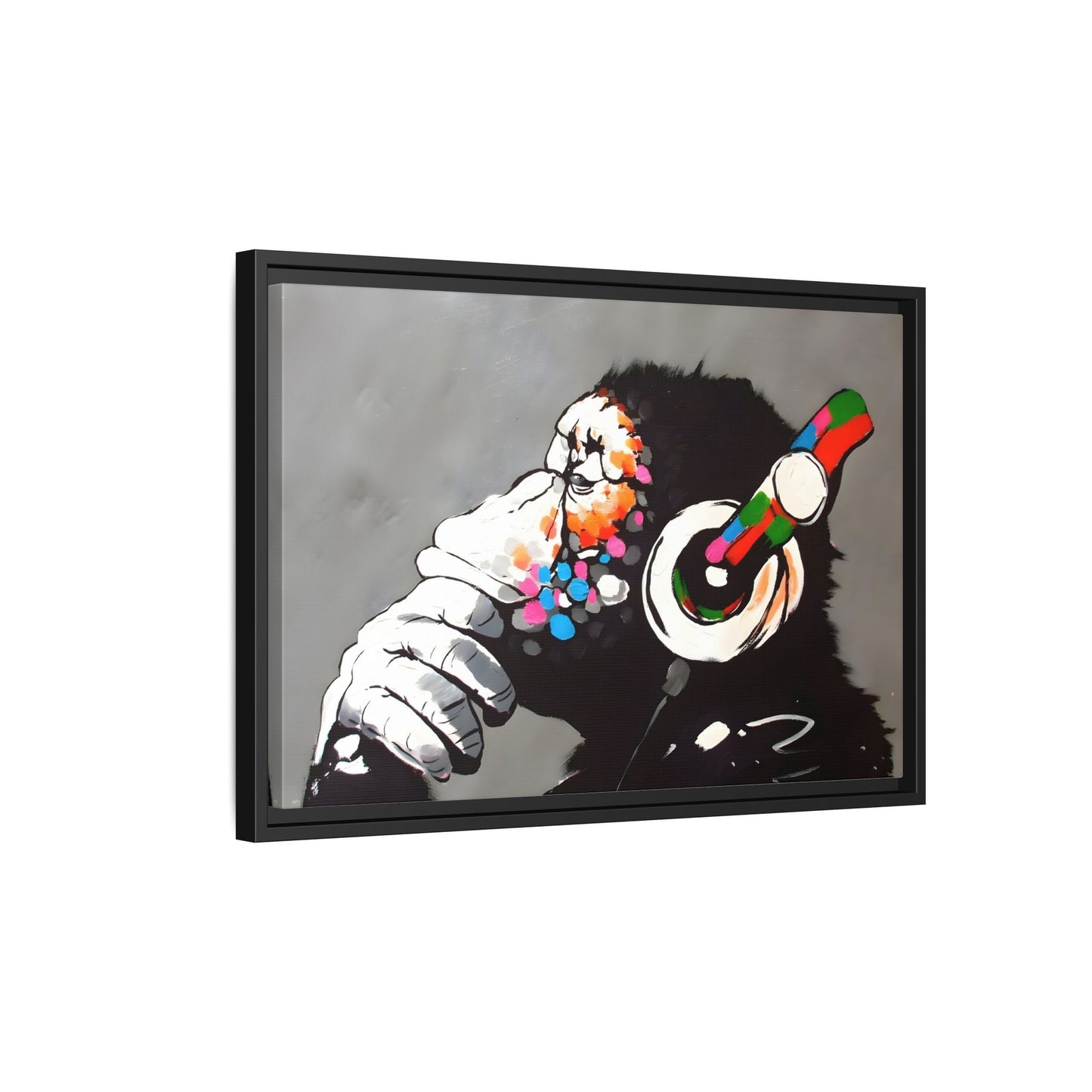 Funny Monkey Canvas Wall Art - Music Banksy DJ Gorilla Chimp Prints - YesArtYes