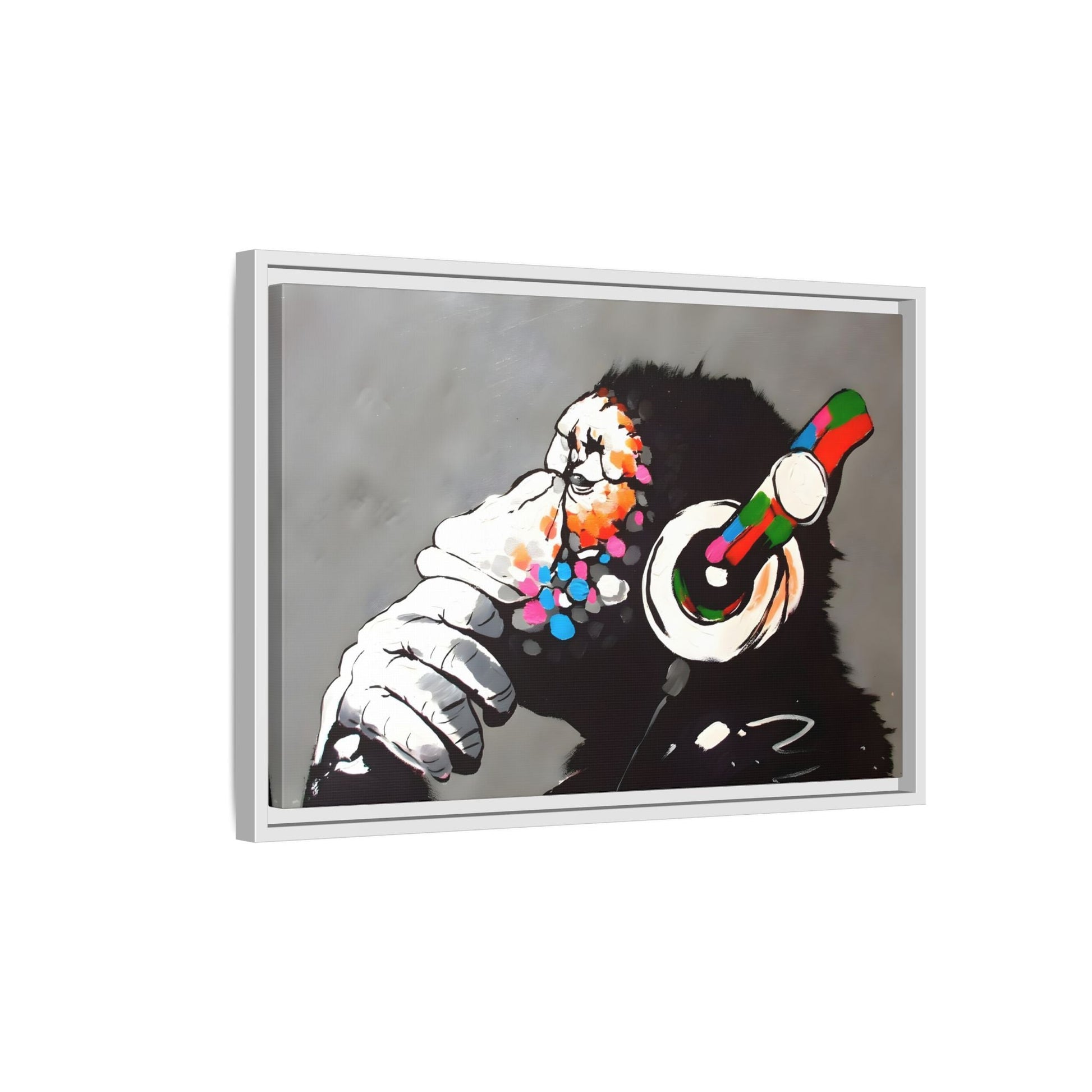 Funny Monkey Canvas Wall Art - Music Banksy DJ Gorilla Chimp Prints - YesArtYes