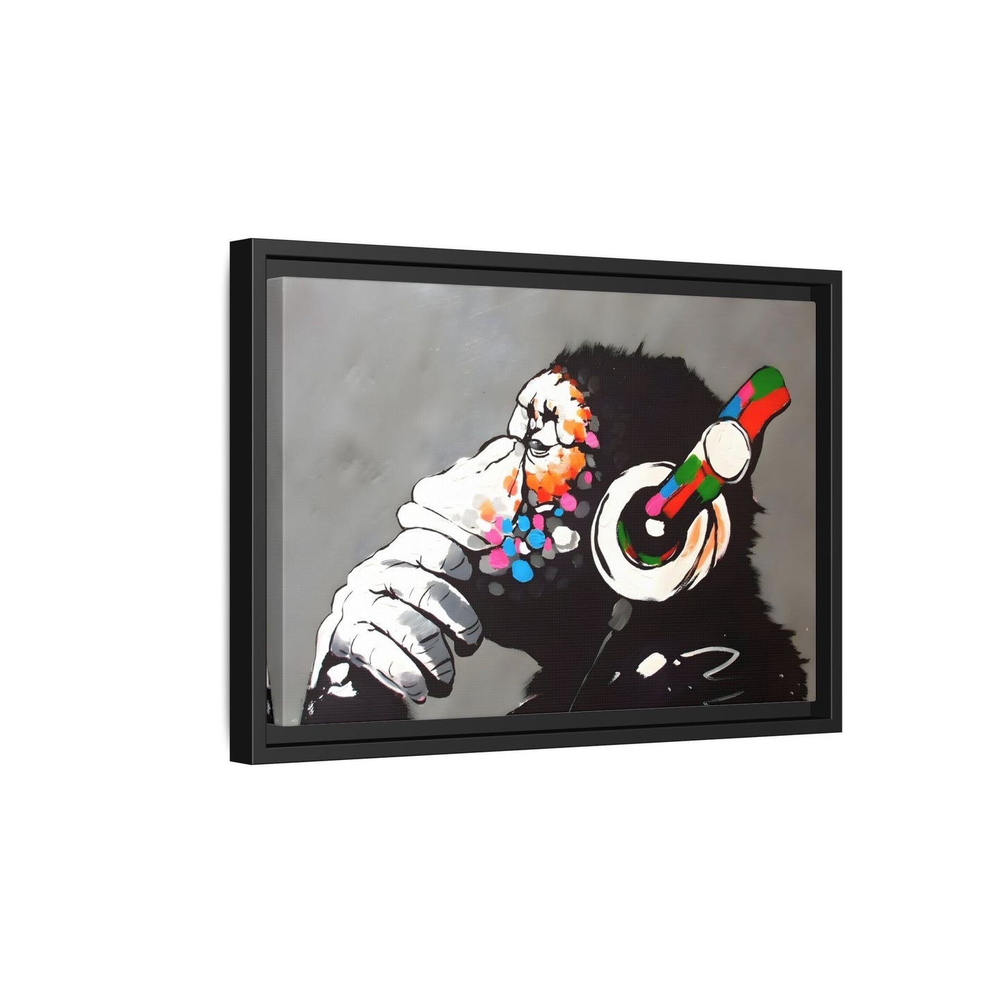Funny Monkey Canvas Wall Art - Music Banksy DJ Gorilla Chimp Prints - YesArtYes