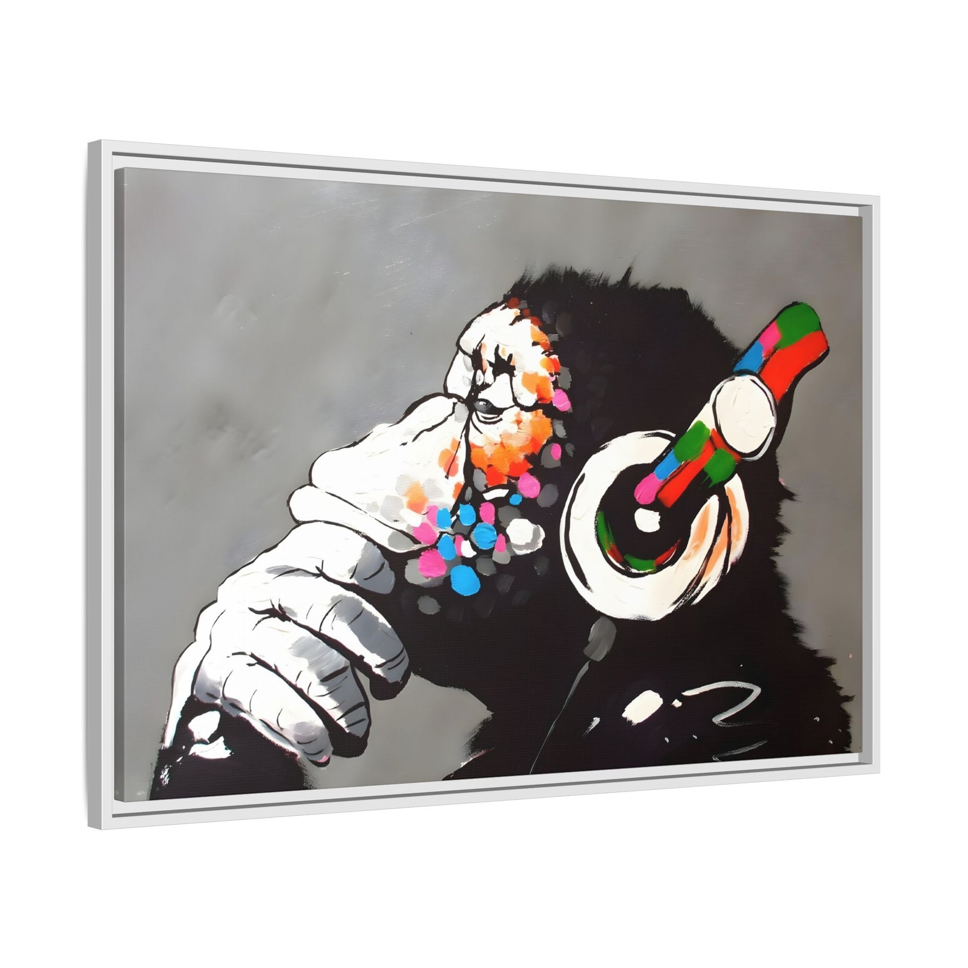 Funny Monkey Canvas Wall Art - Music Banksy DJ Gorilla Chimp Prints - YesArtYes