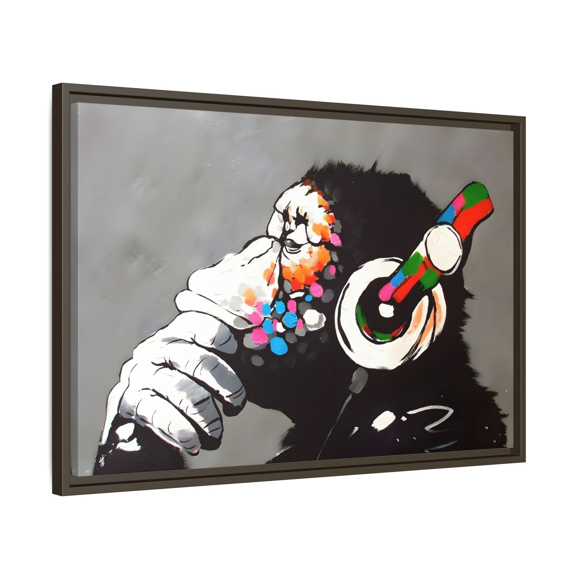 Funny Monkey Canvas Wall Art - Music Banksy DJ Gorilla Chimp Prints - YesArtYes